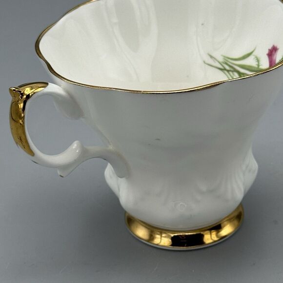 Royal Ardalt Bone China Footed Tea Cup Saucer 2102D England Daffodils Gold Gilt - Picture 10 of 11